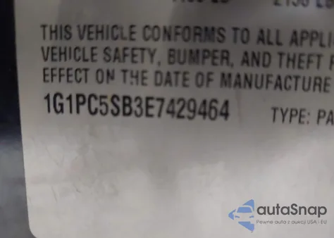 2014 Chevrolet Cruze 1Lt Auto from USA, damaged, VIN 1G1PC5SB3E7429464